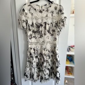 Alice and Olivia floral dress, black and white floral dress, size 8 medium